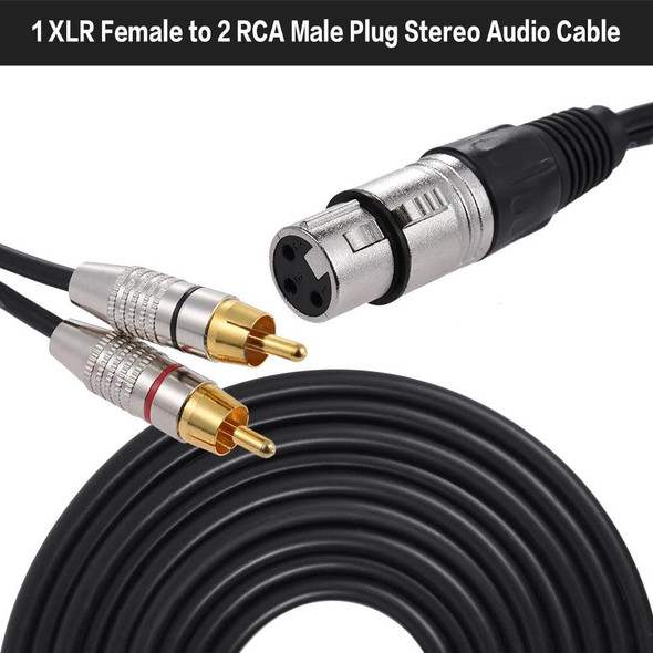 XLR Female To 2RCA Male Plug Stereo Audio Cable, Length: 1.5m