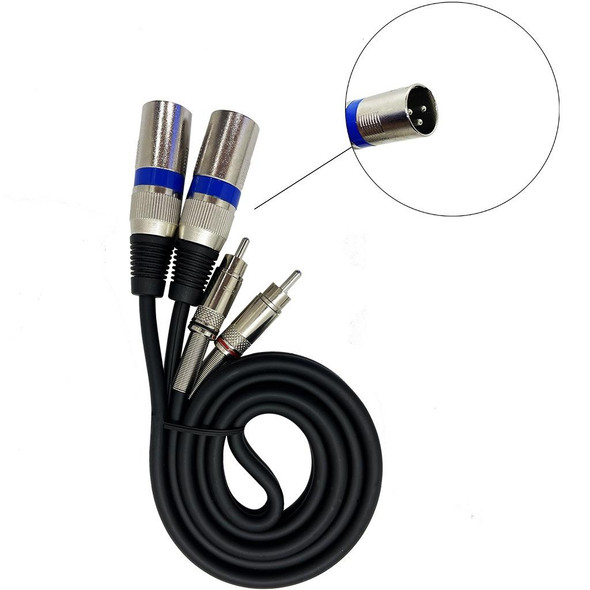 2RCA Male 2XLR Caron Male Speaker Audio Balance Cable, Length: 1m