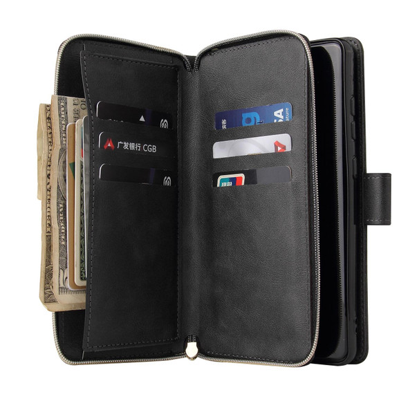 For Xiaomi Redmi Note 12 Explorer / Note 12 Pro+ Global 9 Card Slots Zipper Wallet Bag Leather Phone Case(Black)