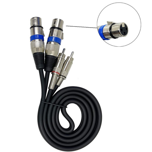 2RCA Male 2XLR Caron Female Speaker Audio Balance Cable, Length:2m