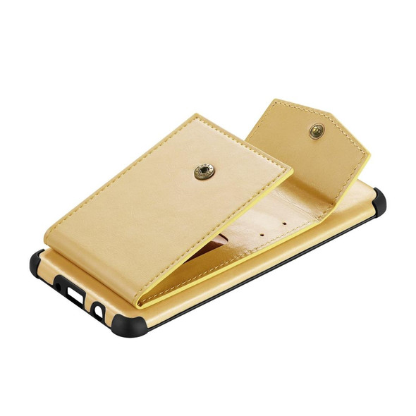 iPhone 11 Pro Flip Card Bag Copper Buckle TPU + PU Leather Back Cover Shockproof Case with Card Slots & Photo Frame(Yellow)