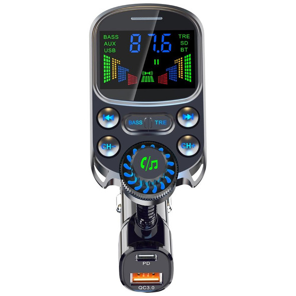 BC86 Colorful Screen Car Bluetooth 5.3 FM Transmitter MP3 Player