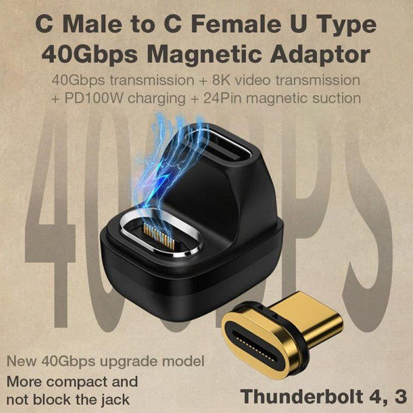 Type-C/USB-C Magnetic Adapter U-shaped Elbow 40GB Converter