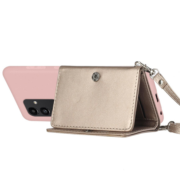 For Samsung Galaxy A14 5G Crossbody Lanyard Wallet Card Bag Phone Case(Pink)