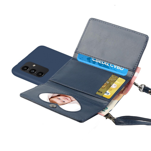 For Samsung Galaxy A34 5G Crossbody Lanyard Wallet Card Bag Phone Case(Dark Blue)