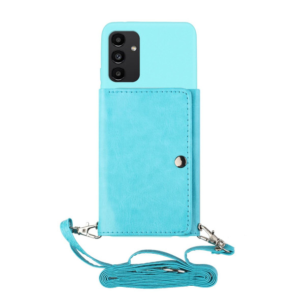 For Samsung Galaxy A54 5G Crossbody Lanyard Wallet Card Bag Phone Case(Blue)