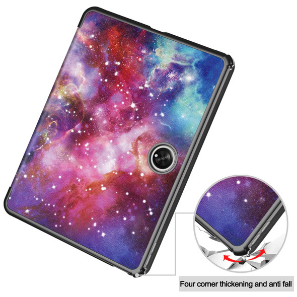 For OPPO Pad 2 11.6 inch Custer Painted 3-Fold Holder Smart Leatherette Tablet Case(Milky Way Nebula)