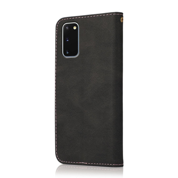 For Samsung Galaxy S20 Dual-color Stitching Leatherette Phone Case(Black Rose Gold)