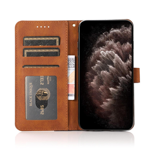 For Samsung Galaxy Note10+ Dual-color Stitching Leatherette Phone Case(Black Brown)