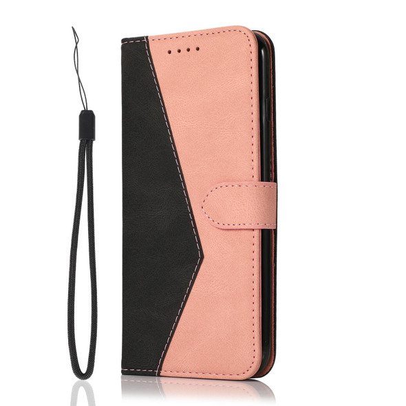 For Samsung Galaxy A02 / M02 Dual-color Stitching Leatherette Phone Case(Black Rose Gold)