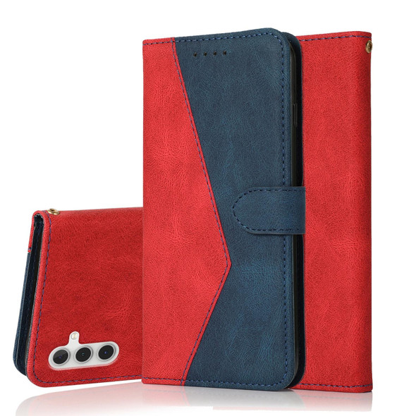 For Samsung Galaxy A14 / A04s Dual-color Stitching Leatherette Phone Case(Red Blue)