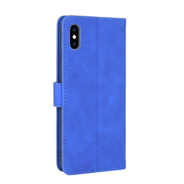 iPhone XS Max Solid Color Skin Feel Magnetic Buckle Horizontal Flip Calf Texture PU Leather Case with Holder & Card Slots & Wallet(Blue)