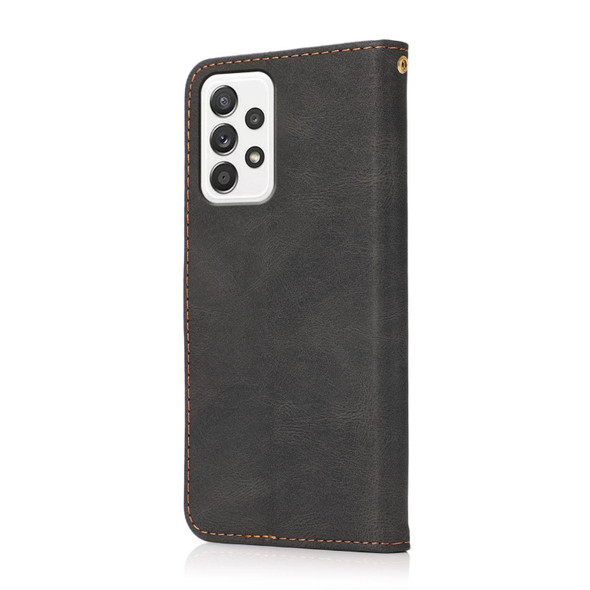 For Samsung Galaxy A72 5G / 4G Dual-color Stitching Leatherette Phone Case(Black Brown)