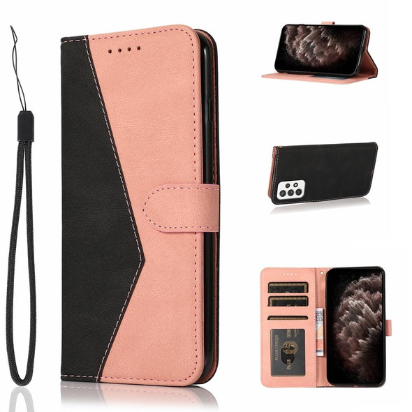 For Samsung Galaxy A52 5G / 4G Dual-color Stitching Leatherette Phone Case(Black Rose Gold)
