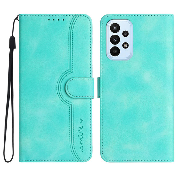 For Samsung Galaxy A32 4G Heart Pattern Skin Feel Leatherette Phone Case(Light Blue)