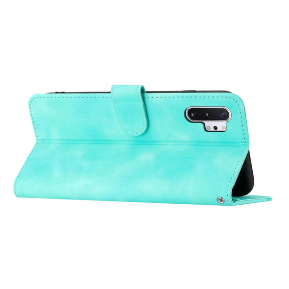 For Samsung Galaxy Note10+ Heart Pattern Skin Feel Leatherette Phone Case(Light Blue)