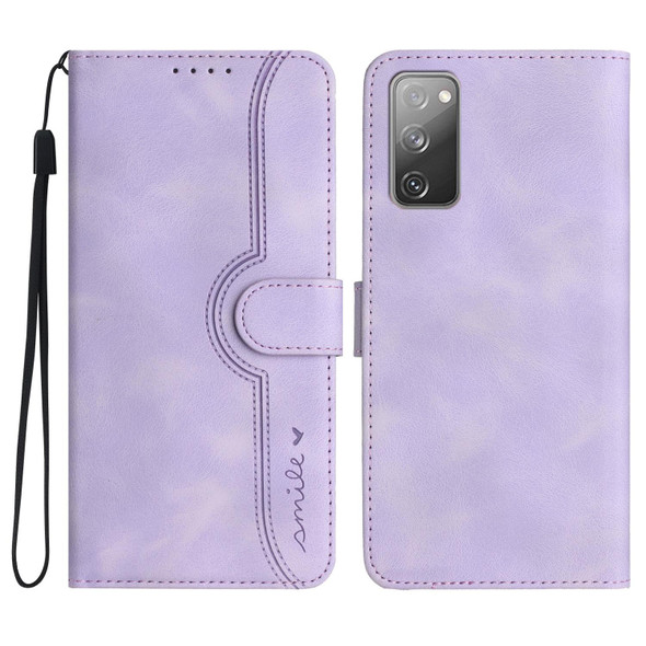 For Samsung Galaxy S20 FE 5G Heart Pattern Skin Feel Leatherette Phone Case(Purple)