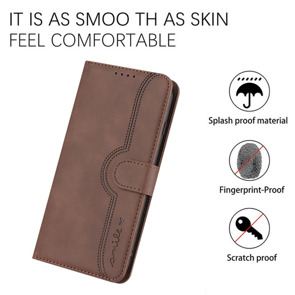 For Samsung Galaxy S20 FE 5G Heart Pattern Skin Feel Leatherette Phone Case(Brown)