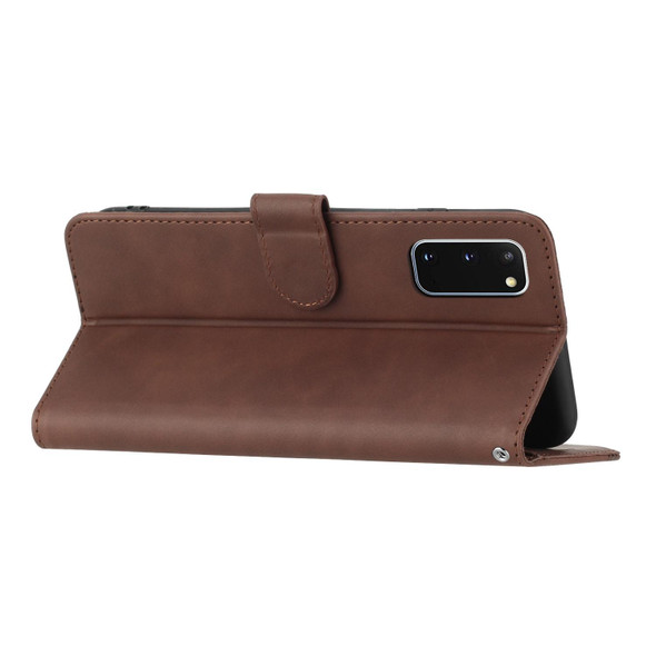 For Samsung Galaxy S20 Heart Pattern Skin Feel Leatherette Phone Case(Brown)