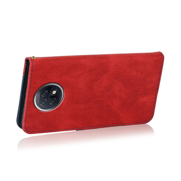 For Xiaomi Redmi Note 9 5G / Note 9T Dual-color Stitching Leather Phone Case(Red Blue)