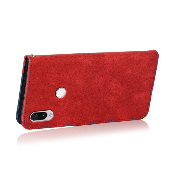 For Xiaomi Redmi Note 7 / 7 Pro Dual-color Stitching Leather Phone Case(Red Blue)