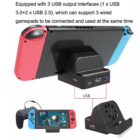For Nintendo Switch / Switch OLED SW300 HDMI Video Casting Converter Cooling Fan Base Charger(Black)