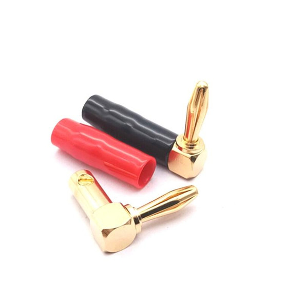 10 PCS / 5 Pairs 4mm Banana Plug L-shaped 90 Degree Soft Rubber Speaker Wiring Speaker Banana Head(Red+Black)