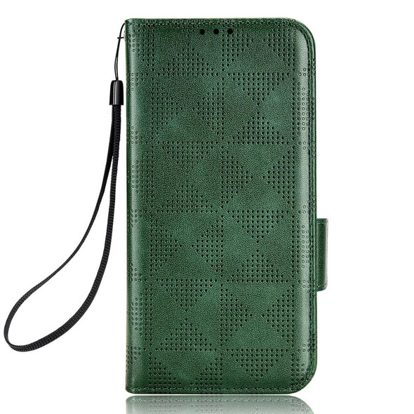 For Samsung Galaxy S21+ 5G Symmetrical Triangle Leatherette Phone Case(Green)