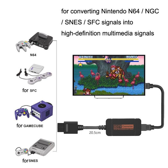 For Nintendo N64 / NGC / SNES / SFC HS-N64608 Retro Game Machine Video N64 To HDMI Converter
