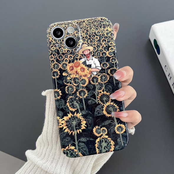 For iPhone XR Precise Hole Glossy PC Phone Case(Sunflower)