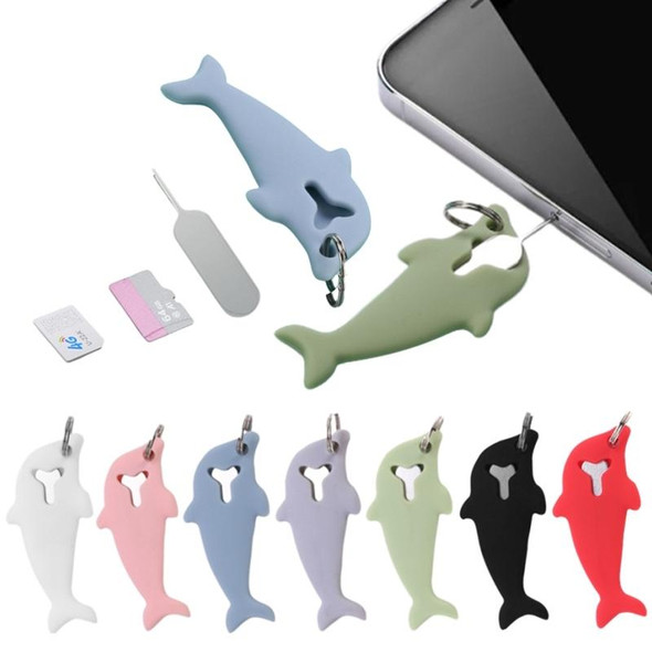 3pcs 2 in 1 Phone Tablet Card Removal Needle Dolphin Shape Card Opening Needle Cover(White)