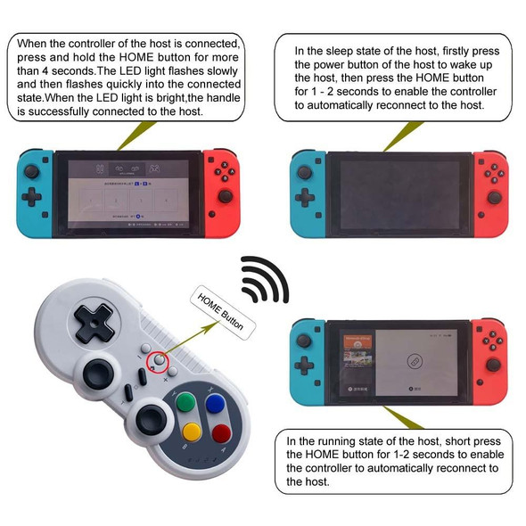 8580 for Nintendo Switch Mini Game Console Motion Sensing Wireless Controller(Silver gray)