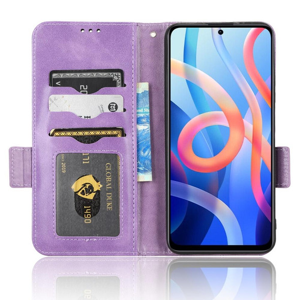 For Xiaomi Redmi 10/Note 11S 5G/Poco M4 Pro 5G Symmetrical Triangle Leather Phone Case(Purple)