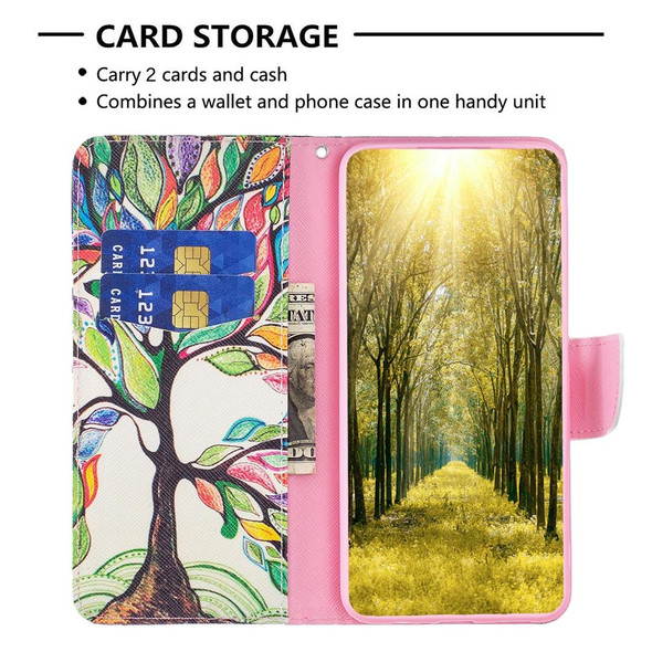 For Realme C55 Colored Drawing Pattern Leatherette Phone Case(Tree Life)