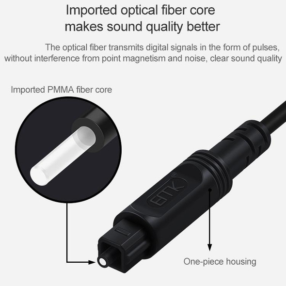 10m EMK OD2.2mm Digital Audio Optical Fiber Cable Plastic Speaker Balance Cable(Black)