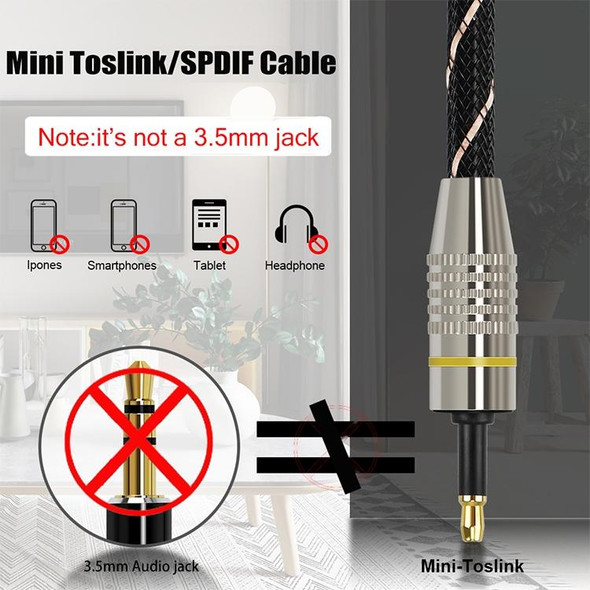 1.5m EMK OD6.0mm Square Port to Round Port Set-top Box Digital Audio Optical Fiber Connecting Cable