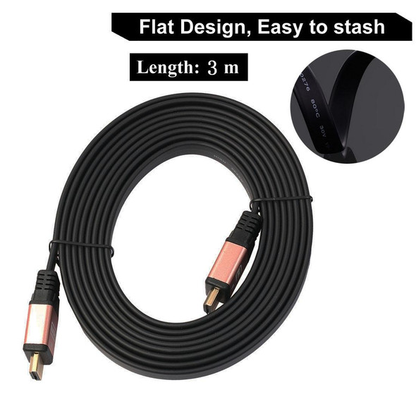 3m HDMI 2.0 (4K)  30AWG High Speed 18Gbps Gold Plated Connectors HDMI Male to HDMI Male Flat Cable(Rose Gold)