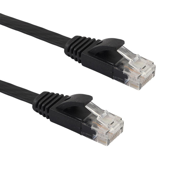 0.5m CAT6 Ultra-thin Flat Ethernet Network LAN Cable, Patch Lead RJ45 (Black)