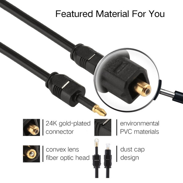 2m OD4.0mm Toslink Male to 3.5mm Mini Toslink Male Digital Optical Audio Cable