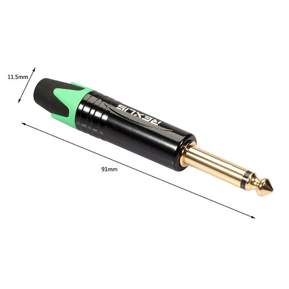 10 PCS TC202 6.35mm Gold-plated Mono Sound Welding Audio Adapter Plug(Green)