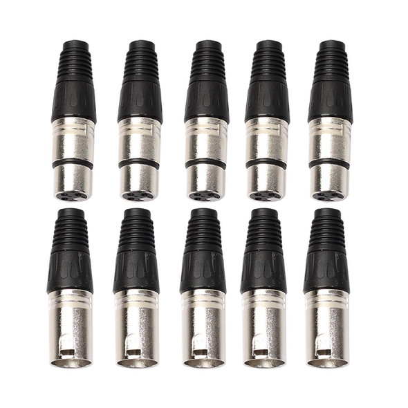 5 Pairs 3 Pin XLR Plug Male + Female Jack Mic Jack Plug Socket Connector