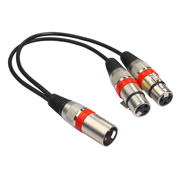 2055MFF-03 2 In1 XLR Male to Double Female Microphone Audio Cable, Length: 0.3m(Red)