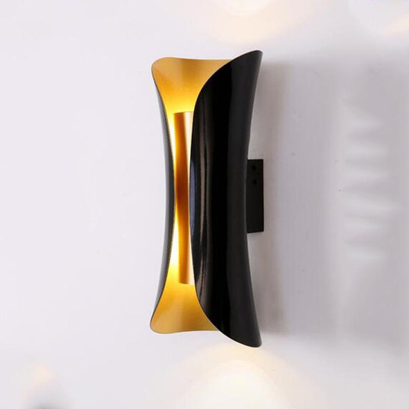E27 LED Living Room Background Hotel Villa Corridor Bedroom Bedside Wall Lamp Large(Inside Gold Outside Black)