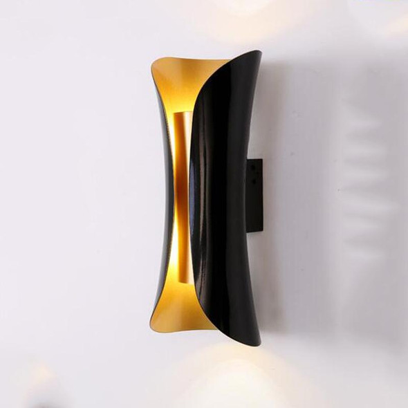 E27 LED Living Room Background Hotel Villa Corridor Bedroom Bedside Wall Lamp Small(Inside Gold Outside Black)