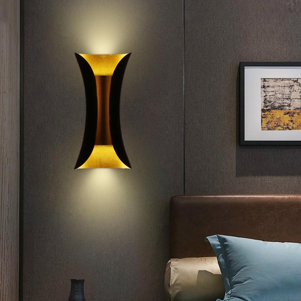 E27 LED Living Room Background Hotel Villa Corridor Bedroom Bedside Wall Lamp Small(Inside White Outside Black)