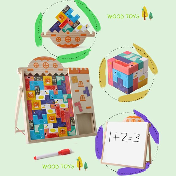 Children Multifunctional Block Puzzle Stacking Building Blocks Board Game Toys