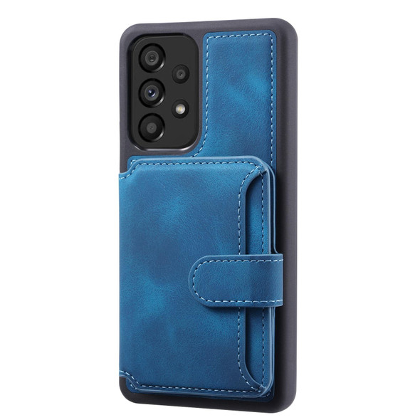 For Samsung Galaxy A52 5G Skin Feel Dream Anti-theft Brush Shockproof Portable Skin Card Bag Phone Case(Peacock Blue)