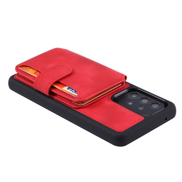 For Samsung Galaxy A52 5G Skin Feel Dream Anti-theft Brush Shockproof Portable Skin Card Bag Phone Case(Red)