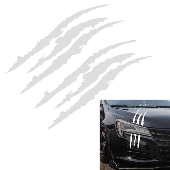 2 PCS Reflective Car Sticker Monster Scratch Stripe Claw Marks Car Auto Headlight Decoration Vinyl Decal Car Stickers, Size:40X12cm (White)