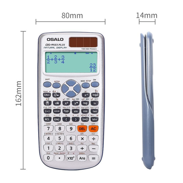 OSALO OS-991ES PLUS 10+2 Digits Multi-functional Student Function Scientific Calculator Solar Energy Dual Power Calculator